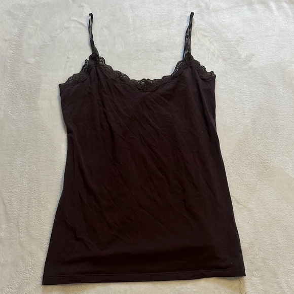 Brown Lace Trim Tank - Picture 1 of 2